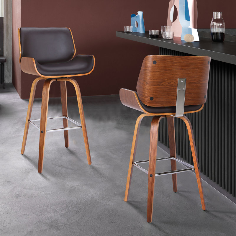 Oliver Alli Swivel Faux Leather Counter & Bar Stool with Wood